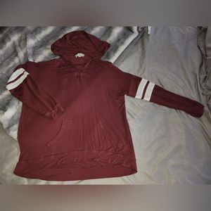 Maroon light long sleeve with a hood